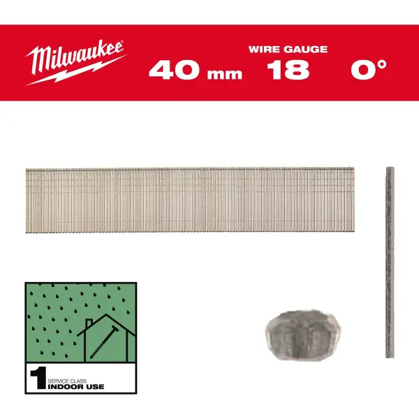 Milwaukee 40mm 18 Ga Brads | Harsbedekt Gegalvaniseerd | (5000 stuks) - 4932492554