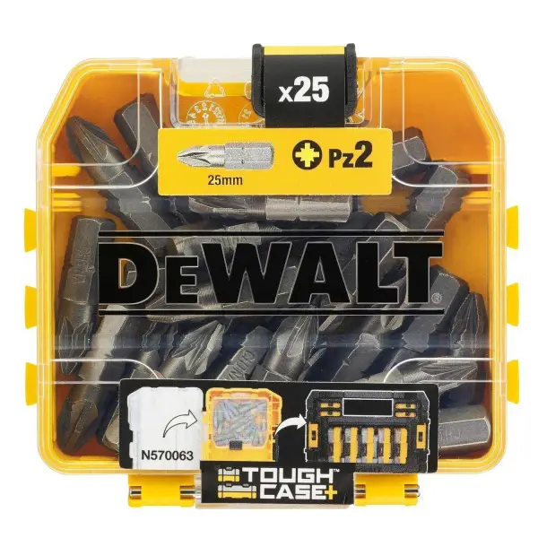DeWALT PZ2 25mm Schroefbits in TOUGH CASE (25 stuks) - DT71521