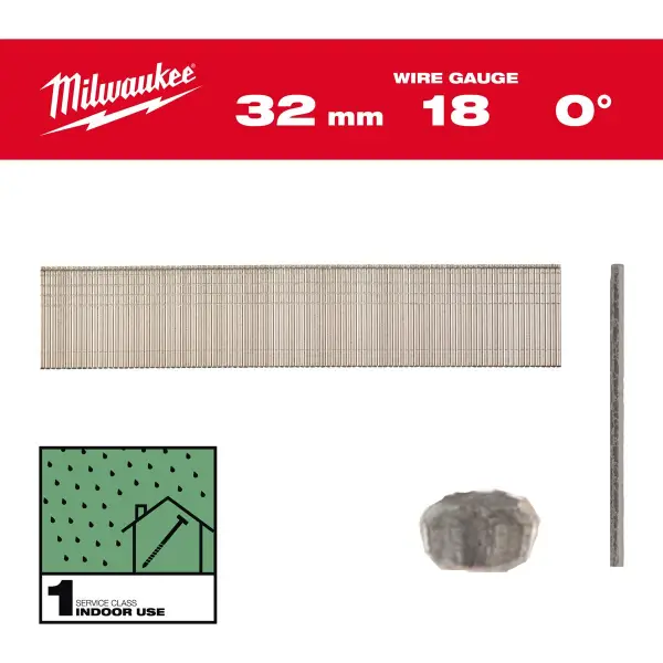 Milwaukee 32mm 18 Ga Brads | Harsbedekt Gegalvaniseerd | (5000 stuks) - 4932492553