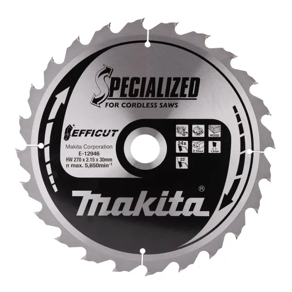 Makita 270 x 30 mm 24-tands Cirkelzaagblad Hout | Efficut - E-12946
