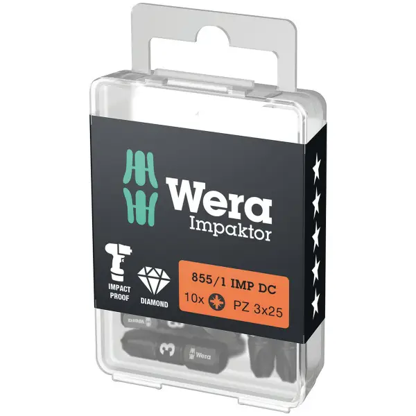 Wera PZ3 x 25 mm 855/1 IMP DC Impaktor Pozidriv bit (10 stuks) - 05057622001