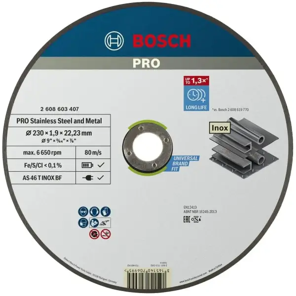 Bosch 230x22,23mm Doorslijpschijf PRO Stainless Steel and Metal (1 stuk) - Professional - 2608603407