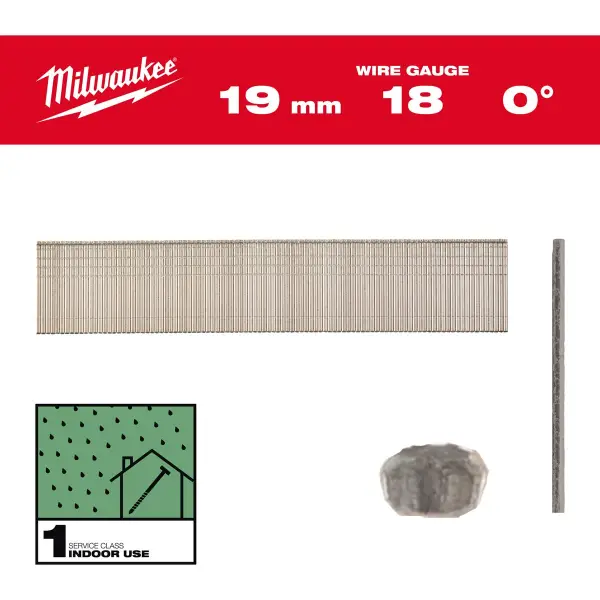 Milwaukee 19mm 18 Ga Brads | Harsbedekt Gegalvaniseerd | (10000 stuks) - 4932492550