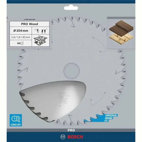 Bosch Ø 254 x 2,8 x 30mm 60T Cirkelzaagblad PRO Wood - Professional - 2608640444