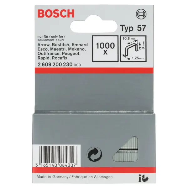 Bosch 8mm Professional Niet met platte draad type 57 (1000 stuks) - 2609200230