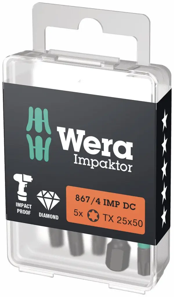 Wera TX25 x 50mm Impaktor DC TORX® Bit (5 stuks) - 867/4 - 05057665001