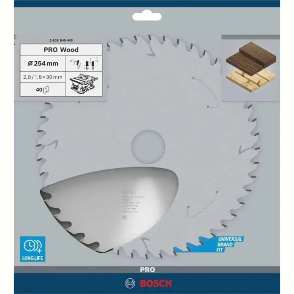 Bosch Ø 254 x 2,8 x 30mm 40T Cirkelzaagblad PRO Wood - Professional - 2608640443