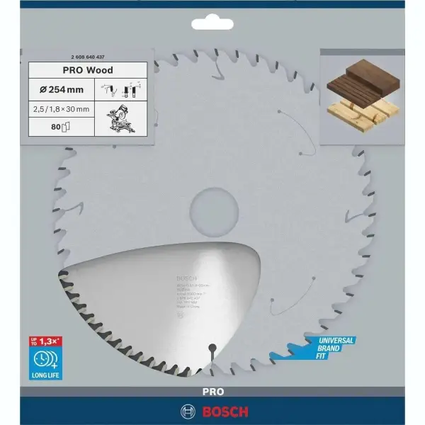 Bosch Ø 254 x 2,5 x 30mm 80T Cirkelzaagblad PRO Wood - Professional - 2608640437