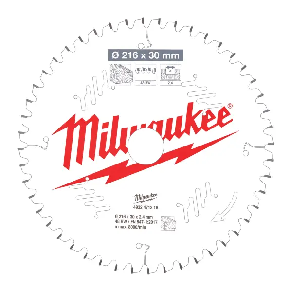 Milwaukee Cirkelzaagblad hout 216 x 30 x 2,4 mm 48T - 4932471316