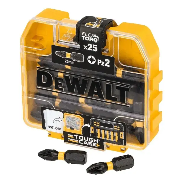 DeWALT PZ2 25mm FLEXTORQ Schroefbits in TOUGH CASE (25 stuks) - DT70556T