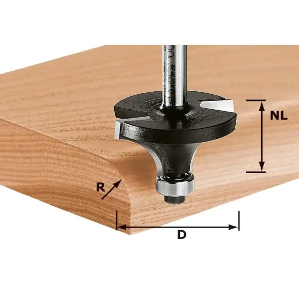 Festool R6,35 25,5x13,50mm S 8mm Freesbit Afrondfrees + lager - HW S8 D25,5/R6,35 KL - 491013