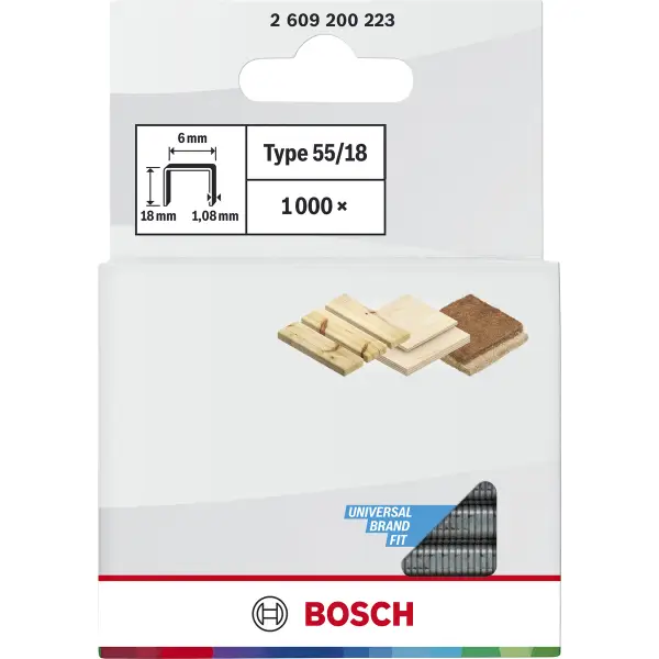 Bosch 18 mm 6,0 x 1,08 mm type 55 Nieten | 1000 stuks - Professional - 2609200223