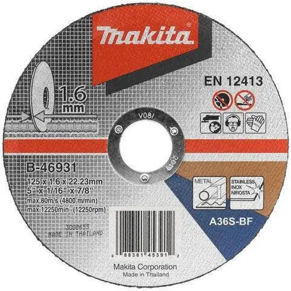 Makita 125x22,23x1,6mm Doorslijpschijf RVS - B-46931