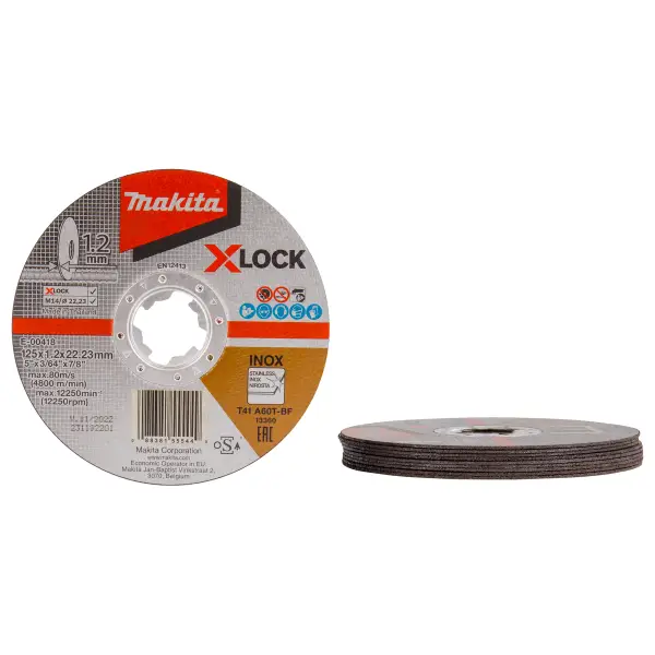 Makita X-LOCK 125 x 22,23 x 1,2 mm Doorslijpschijf RVS | 10 stuks - E-00418