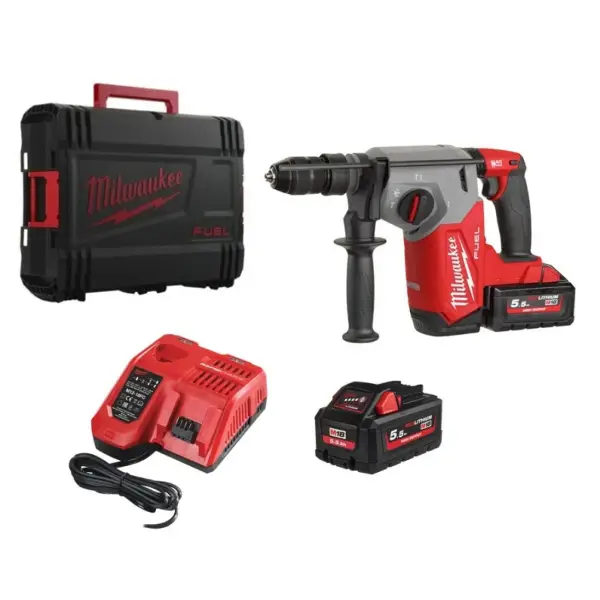 Milwaukee M18 FUEL™ FHX-552X Accu combihamer SDS-Plus 2,5J + snelwisselboorkop 18V 5.5Ah in HD-Box - 4933478889