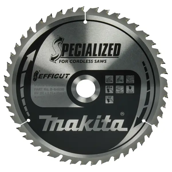Makita Ø 260mm Asgat 30mm 45T Afkortzaagblad voor Hout | Efficut - B-64630