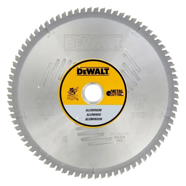 DeWALT Ø 305mm Asgat 30mm 80T Cirkelzaagblad voor Aluminium - DT1916-QZ