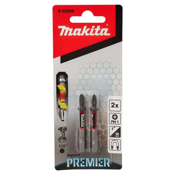 Makita PH1 x 50 mm Impact Premier Slagschroefbit 2 stuks - E-03268