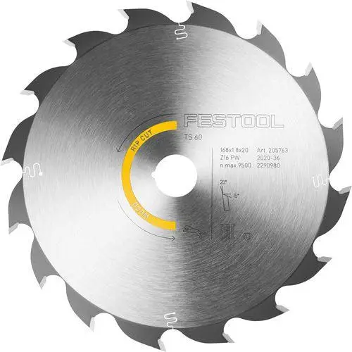 Festool Ø 168mm Asgat 20mm 16T Cirkelzaagblad voor Hout | Wood Rip Cut - 205763