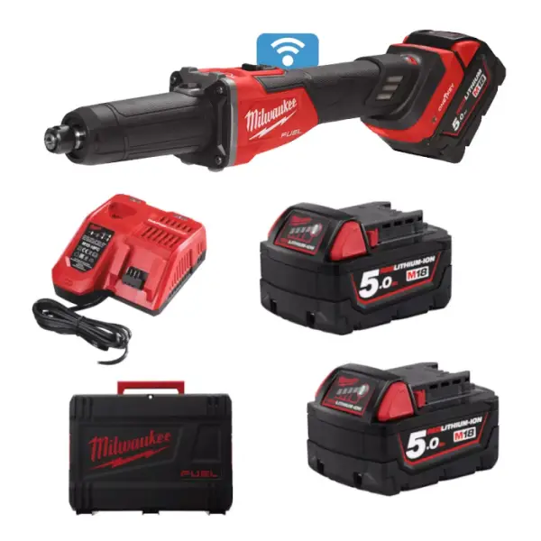 Milwaukee M18 FUEL™ FDGROVB-502X Accu rechte stiftslijper met Rapidstop™ en schuifschakelaar 18V 5.0Ah in HD-Box - 4933480956