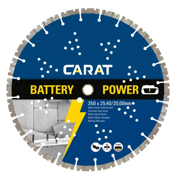 Carat Diamantzaag beton battery power Ø 350 mm, asgat 25,40/20,00 mm - CBP3504200