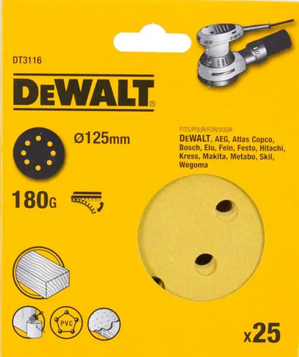 DeWALT P180 125mm Schuurschijf (25 stuks) - DT3116