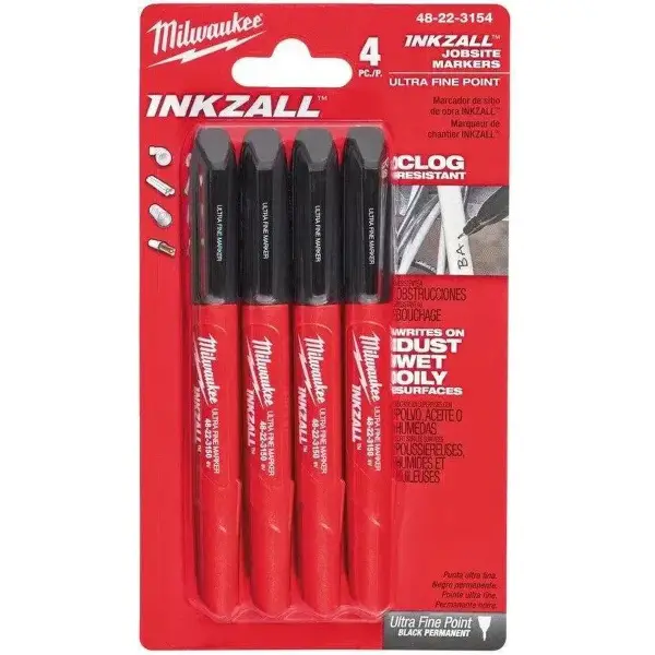 Milwaukee INKZALL™ markers Inkzall Fine Tip Markers - (4 stuks) - 48223154