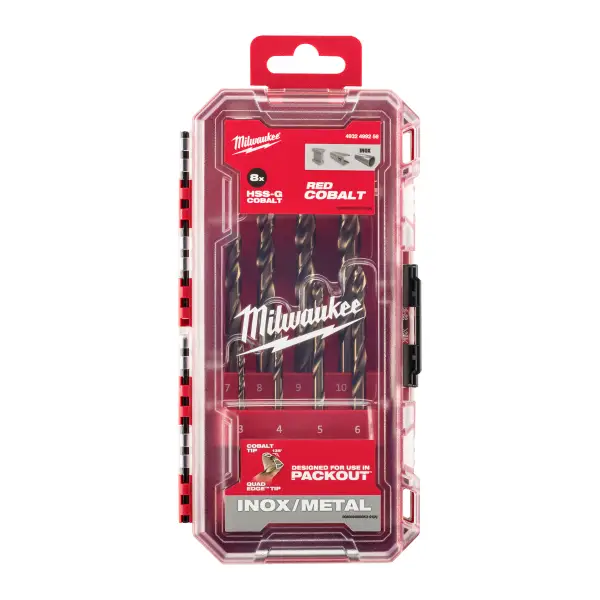 Milwaukee RED COBALT PACKOUT Ready Box Metaalboren set HSS-G (3/4/5/6/7/8/9/10 mm) - 4932499256