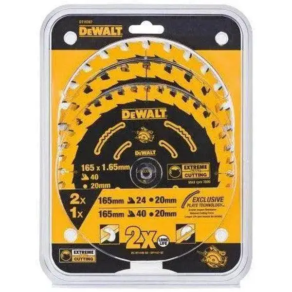 DeWALT 165x20mm Constructiezaagbladenset 3 st - DT10397