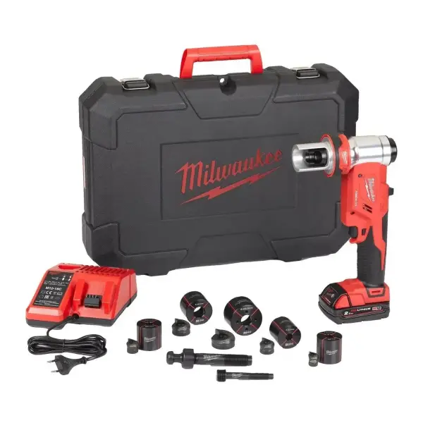 Milwaukee M18 HKP-201CA Accu Hydraulische Ponsmachine Set FORCE LOGIC™ 18V 2.0Ah in koffer - 4933451204