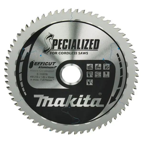 Makita Ø 216mm Asgat 30mm 63T Cirkelzaagblad voor Aluminium | Specialized - E-16916