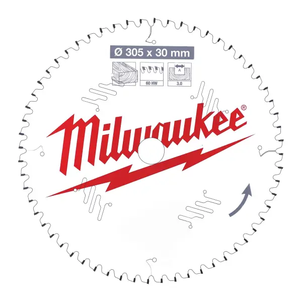 Milwaukee Ø 305mm Asgat 30mm 60T Cirkelzaagblad voor Hout - 4932471321