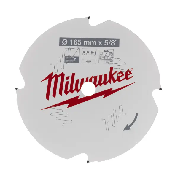 Milwaukee Cirkelzaagblad vezelplaat 160 x 5/8 x 1,8 x 4D - 4932493217