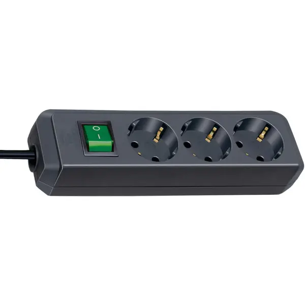 Brennenstuhl Eco-Line Stekkerdoos met Schakelaar Zwart 3m H05VV-F 3G1,5 - 1152300400