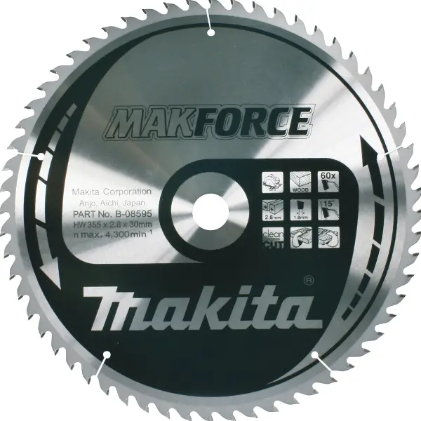 Makita 355 x 30 mm 60-tands Cirkelzaagblad Hout | Makforce - B-08595
