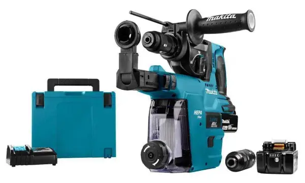 Makita DHR243RTJW Accu combihamer SDS-Plus 2,0J + snelwisselboorkop + stofafzuiging 18V 5.0Ah in Mbox