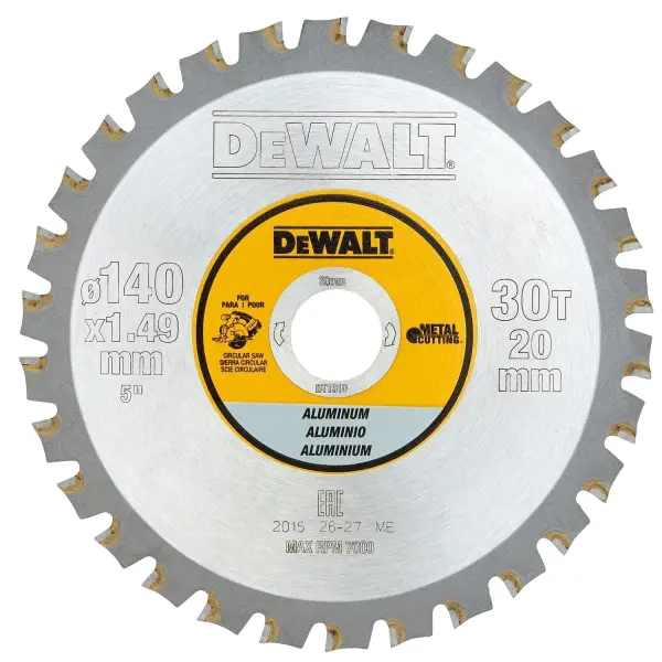 DeWALT Ø 140mm Asgat 20mm 30T Cirkelzaagblad voor Aluminium - DT1910-QZ
