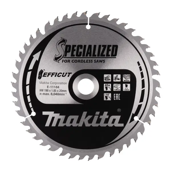 Makita 190 x 20 mm 45-tands Afkortzaagblad Hout | Efficut - E-11184