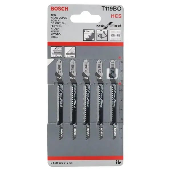 Bosch Basic for Wood Decoupeerzaagblad (5 stuks) - Professional T119BO - 2608630310