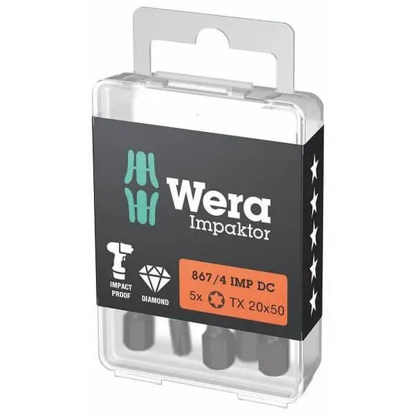 Wera TX20 x 50mm Impaktor DC TORX® Bit (5 stuks) - 867/4 - 05057664001