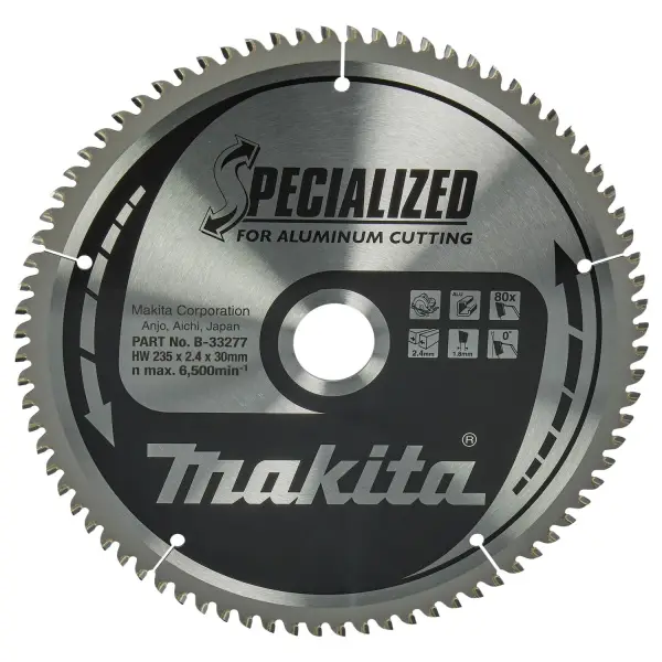 Makita Ø 235mm Asgat 30mm 80T Cirkelzaagblad voor Aluminium | Specialized - B-33277