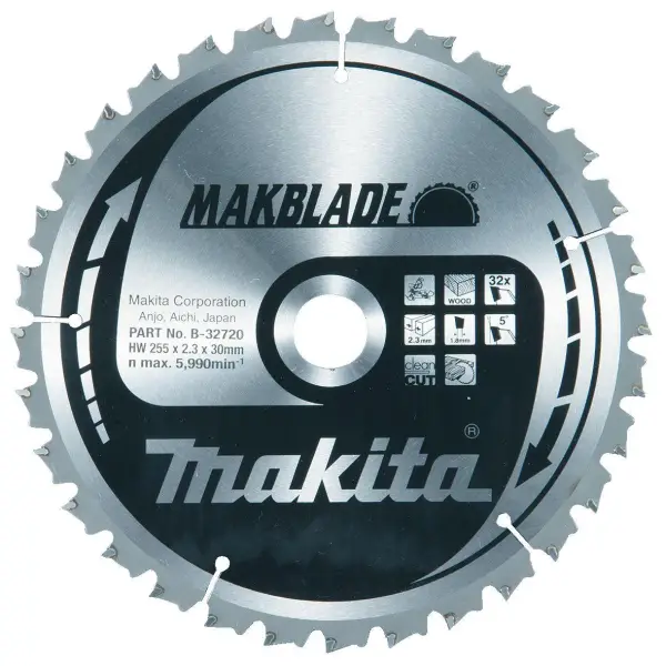 Makita Ø 255mm Asgat 30mm 32T Afkortzaagblad voor Hout | Makblade - B-32720