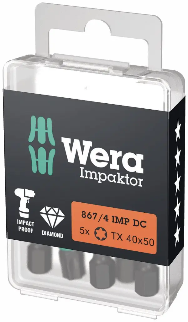 Wera TX40 x 50mm Impaktor DC TORX® Bit (5 stuks) - 867/4 - 05057667001