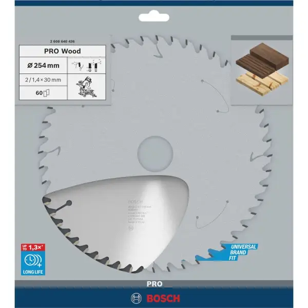 Bosch Ø 254 x 2,0 x 30mm 60T Cirkelzaagblad PRO Wood - Professional - 2608640436
