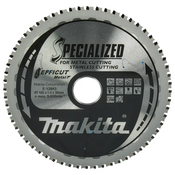 Makita 185 x 30 mm 60-tands Cirkelzaagblad RVS/Staal | Efficut - E-12843